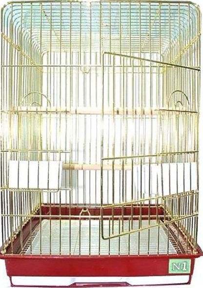№1 Клетка для птиц, золотая, прямоугольная, укомплектованная 47*47*65см