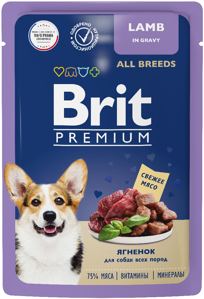 Брит Premium Пауч для собак всех пород ягненок в соусе 85г