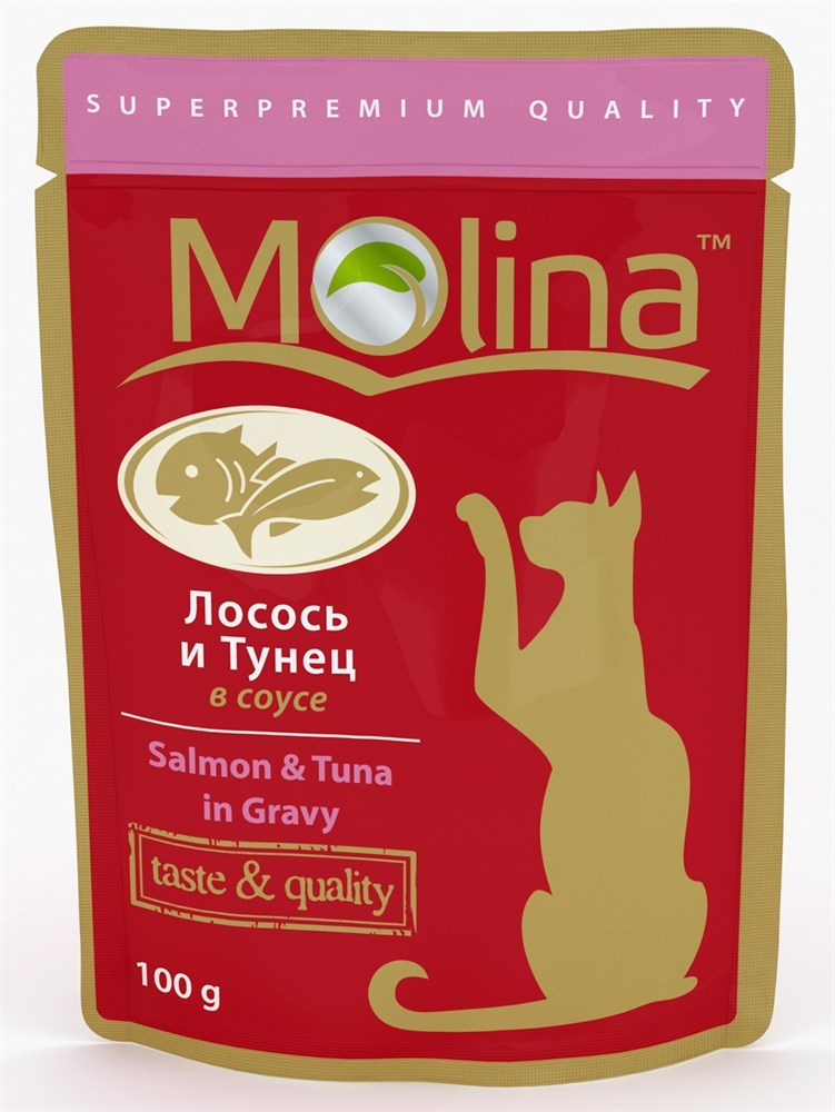 MOLINA пауч для кошек Лосось и тунец в соусе 100г