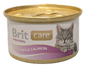Brit Care консервы для кошек 80г Тунец и лосось