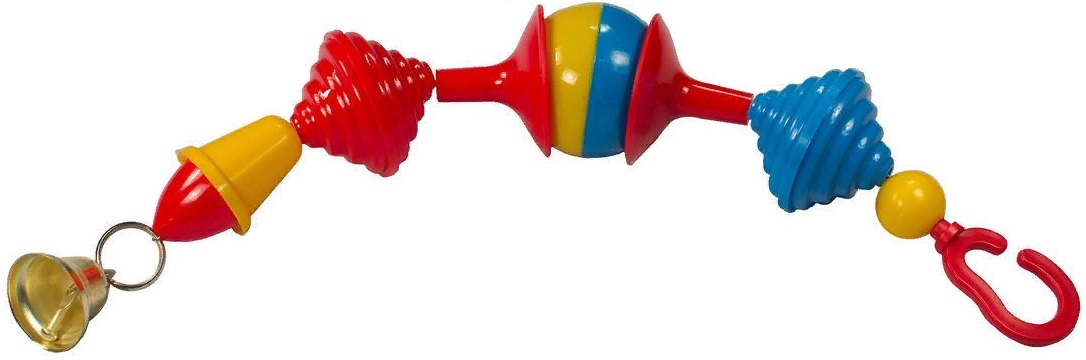 Игрушка для попугаев на тросике с колокольчиком "Гантеля большая"35см