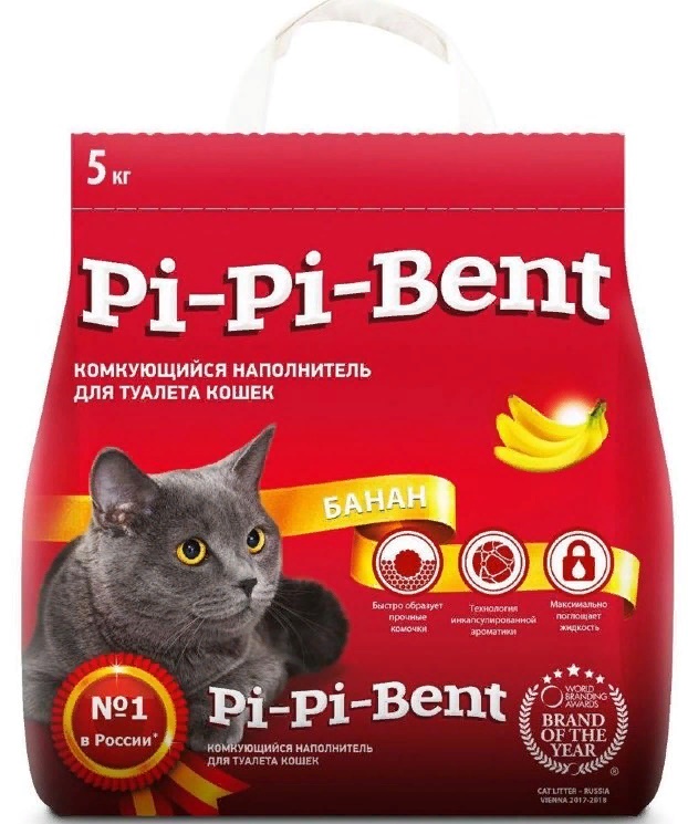 Наполнитель Pi-Pi-Bent комк.д/кошек Банан 5кг