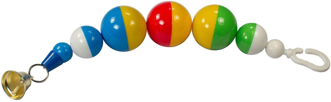 Игрушка для попугаев на тросике с колокольчиком "5 шариков"37см