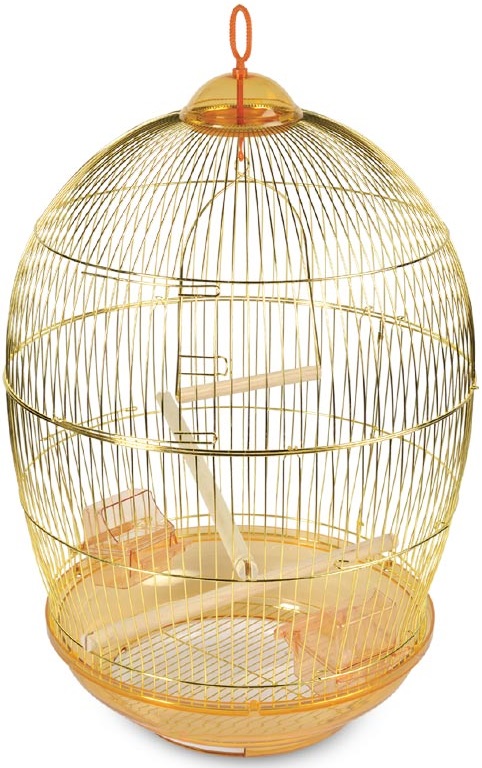 Клетка 480G для птиц круглая, золото, 480*765мм