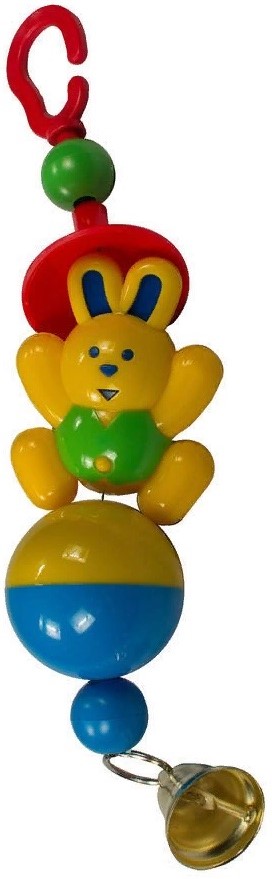 Игрушка для попугаев на тросике с колокольчиком "Заяц"29см
