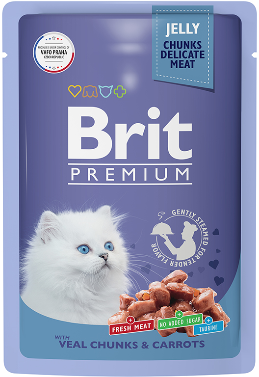Брит Premium Пауч для котят Телятина с Морковью в желе 85г