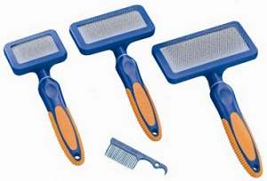 Щетка-пуходерка+расческа д/кошек и собак средняя