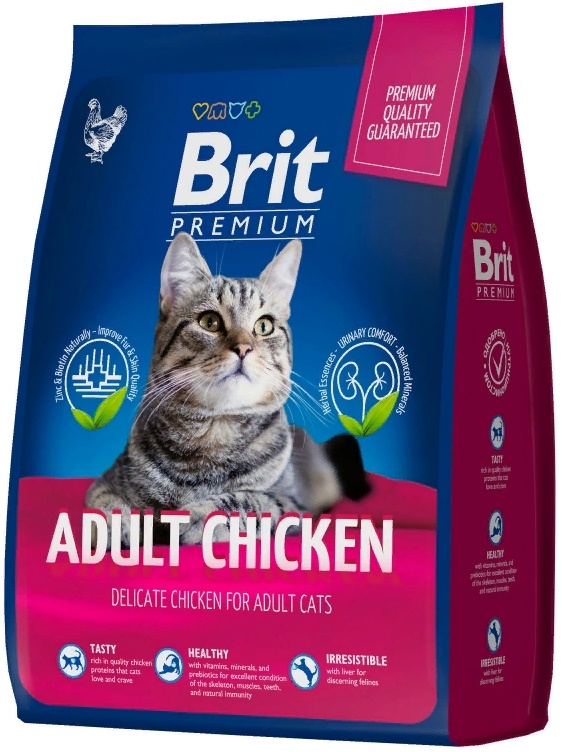 Брит Premium Cat Adult Chicken корм с курицей для взрослых кошек