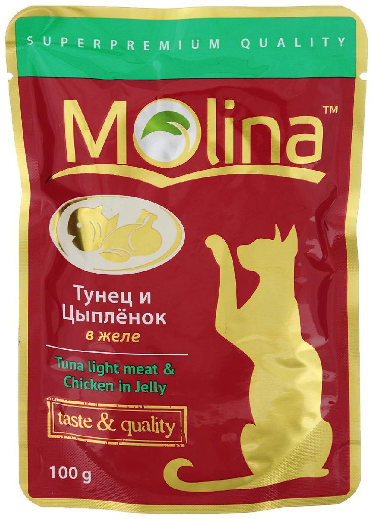 MOLINA пауч для кошек Тунец и цыпленок в желе 100г