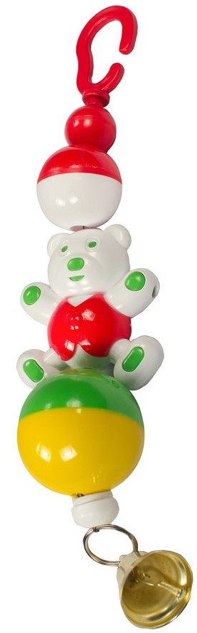 Игрушка для попугаев на тросике с колокольчиком "Мишка"29см