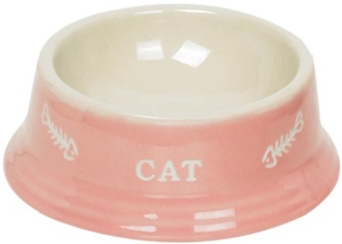 Миска керамика розовая 0,14л с рисунком CAT				