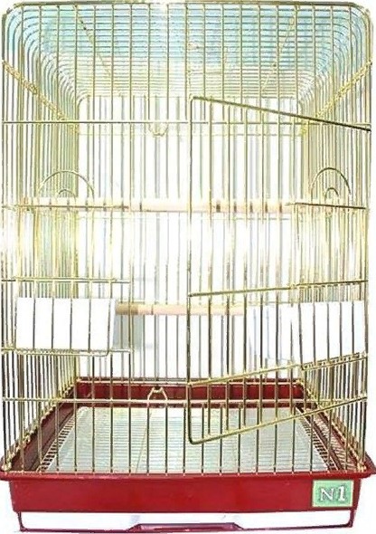 №1 Клетка для птиц, золотая, прямоугольная, укомплектованная 47*47*65см
