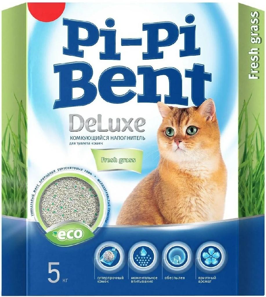Наполнитель Pi-Pi-Bent Deluxe Fresh grass коробка 5кг